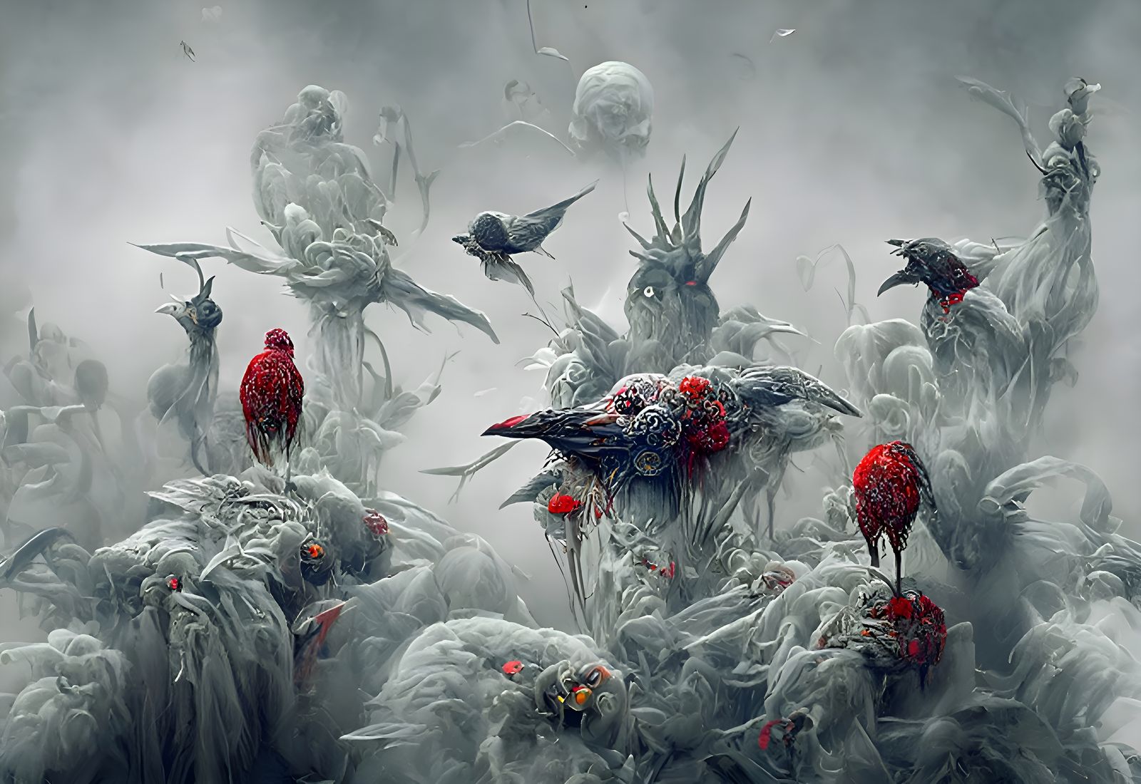 Demonic Frost Birds in Nuclear Winter Garden