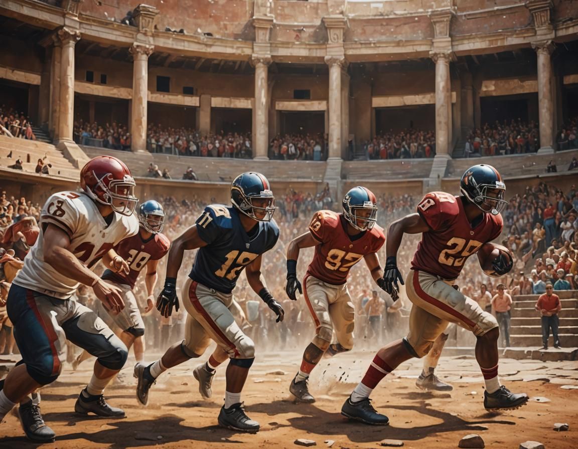American Football Gladiators in Roman Arena