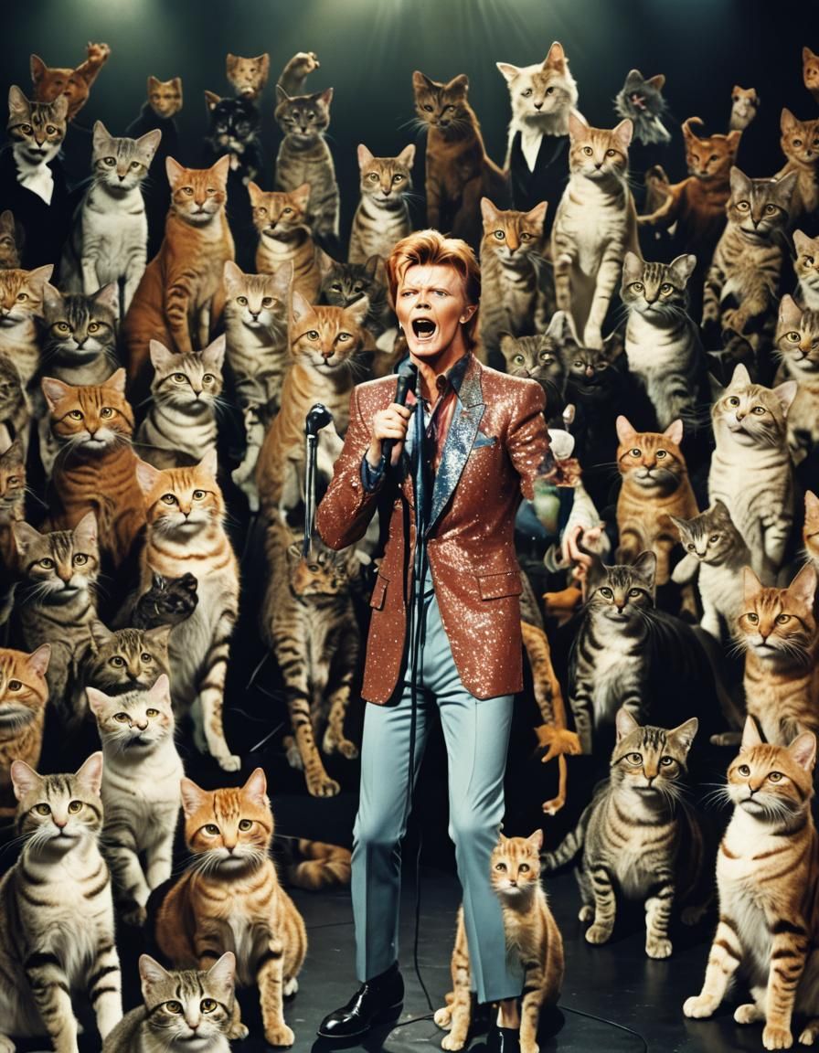 David Bowie and Cats on Stage