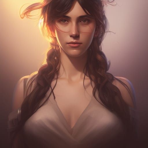 Detailed Percabeth Portrait in Art Nouveau Style