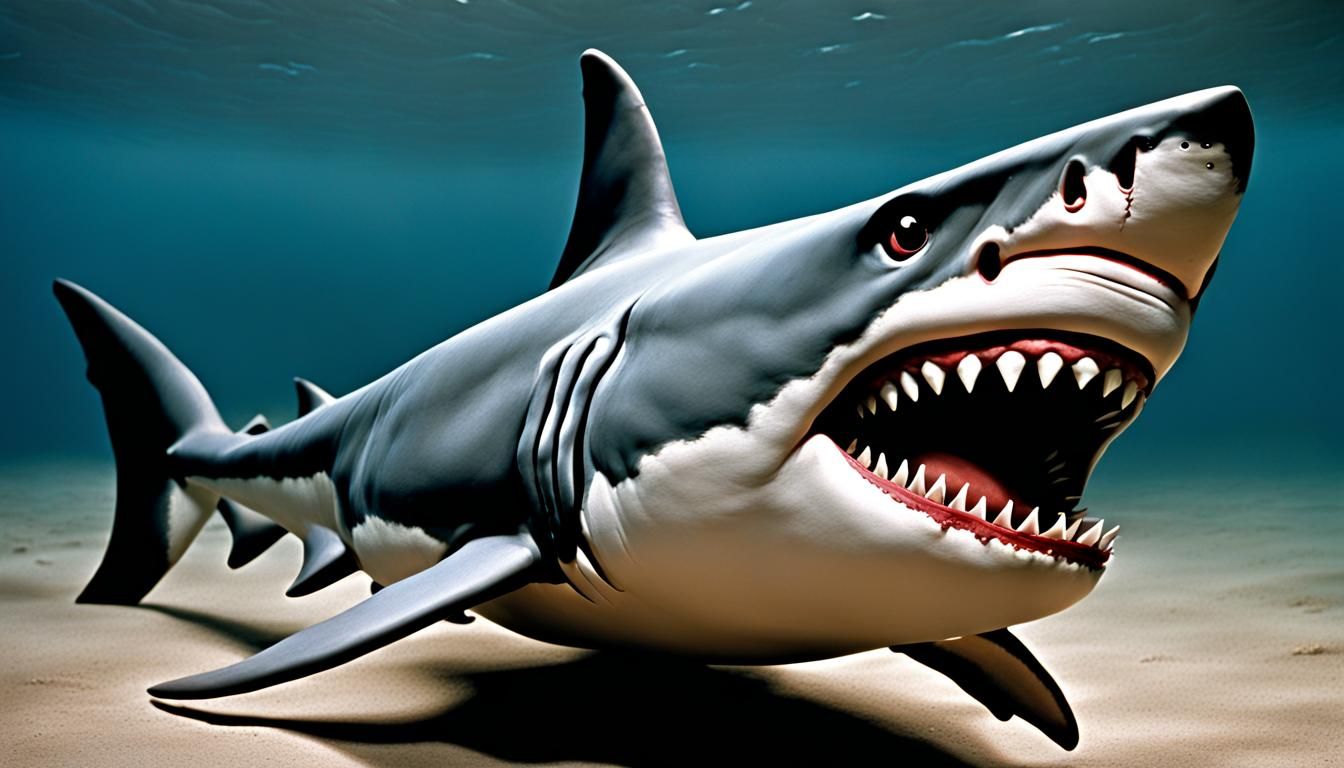 Claymation Jaws Great White Shark Classic Movie Monster