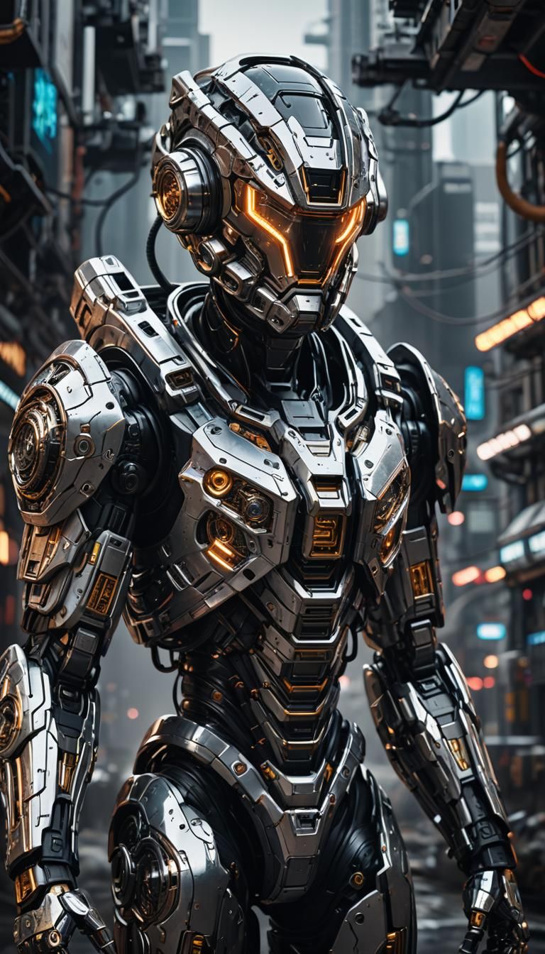 Cyber Astronaut Mecha in Hyperrealistic Sci-Fi Style