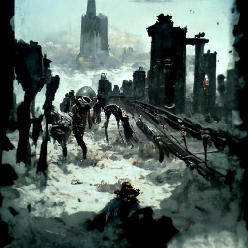 Horrific Post-Apocalyptic Earth in Dark Fantasy Style