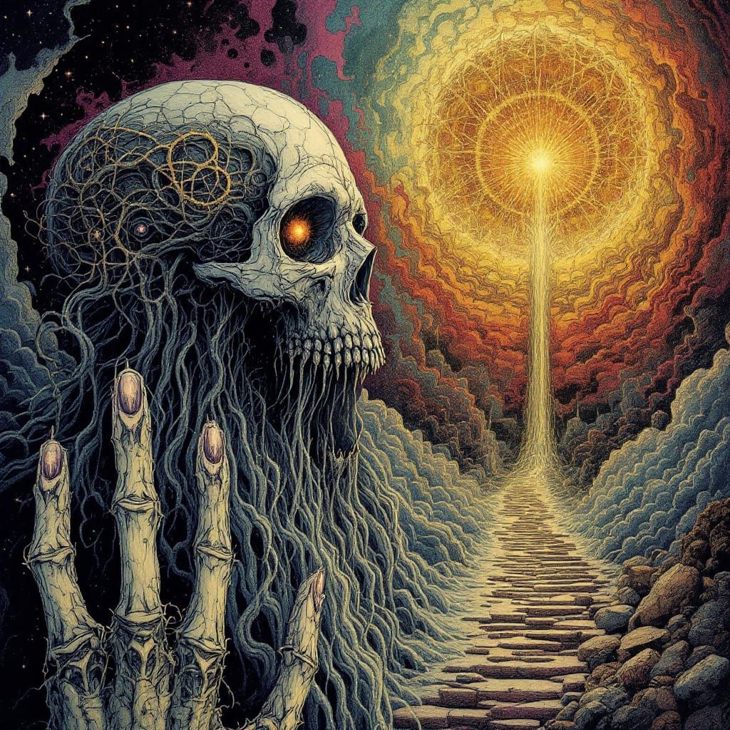 Ethereal Doom Landscape in Cosmic Colors