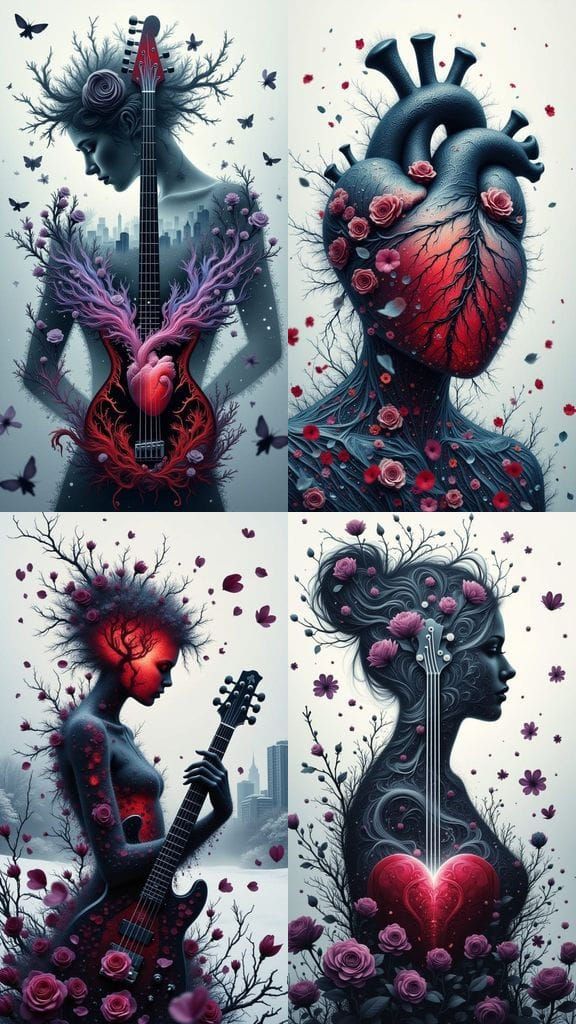 Ethereal Surrealism in Crimson Red: Double Exposure of a Bas...