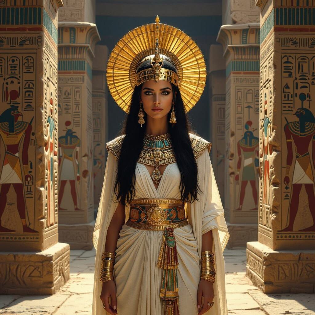 Goddess Isis in Osiris Temple with Dramatic Lighting