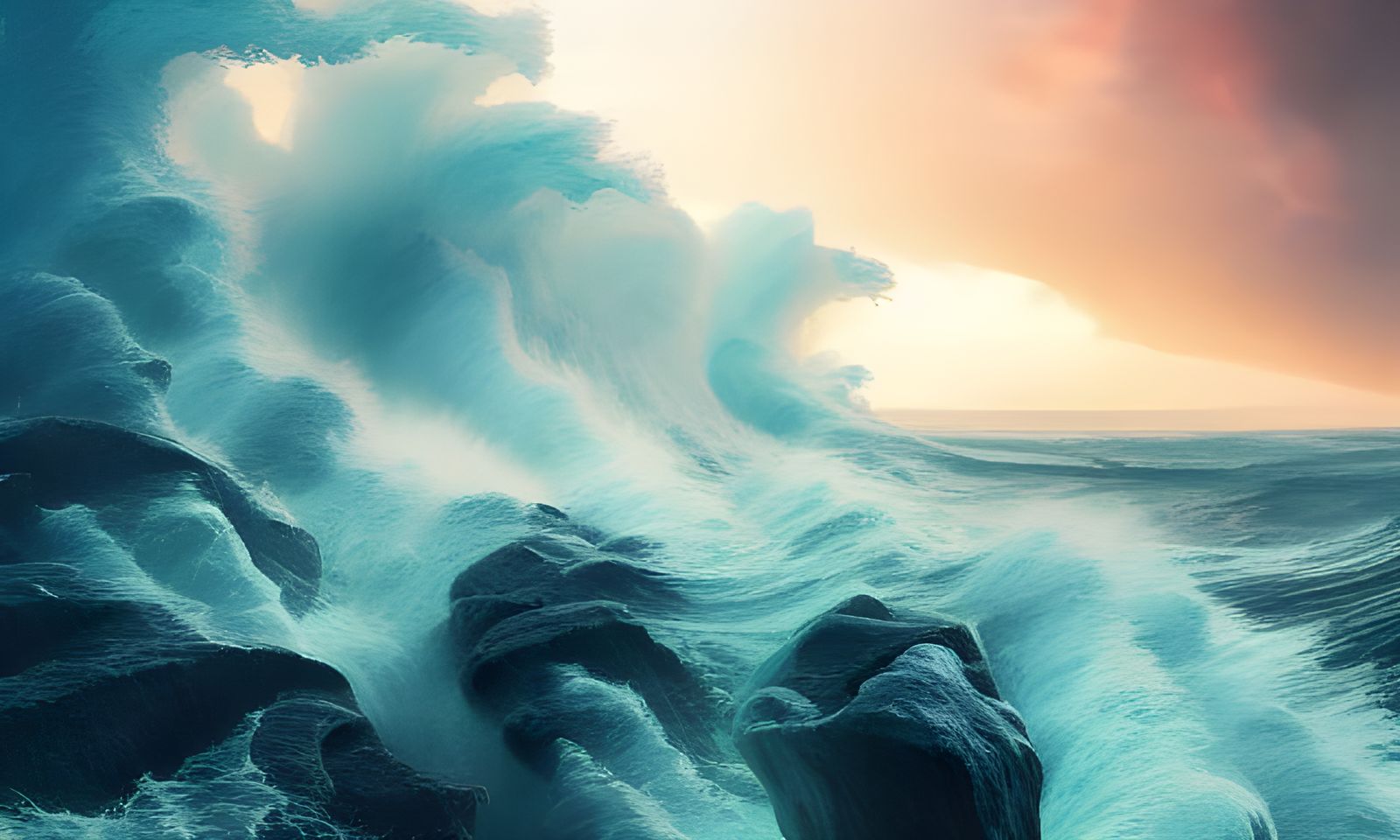 Spectacular Stormy Ocean Waves in Fantasy Art Style