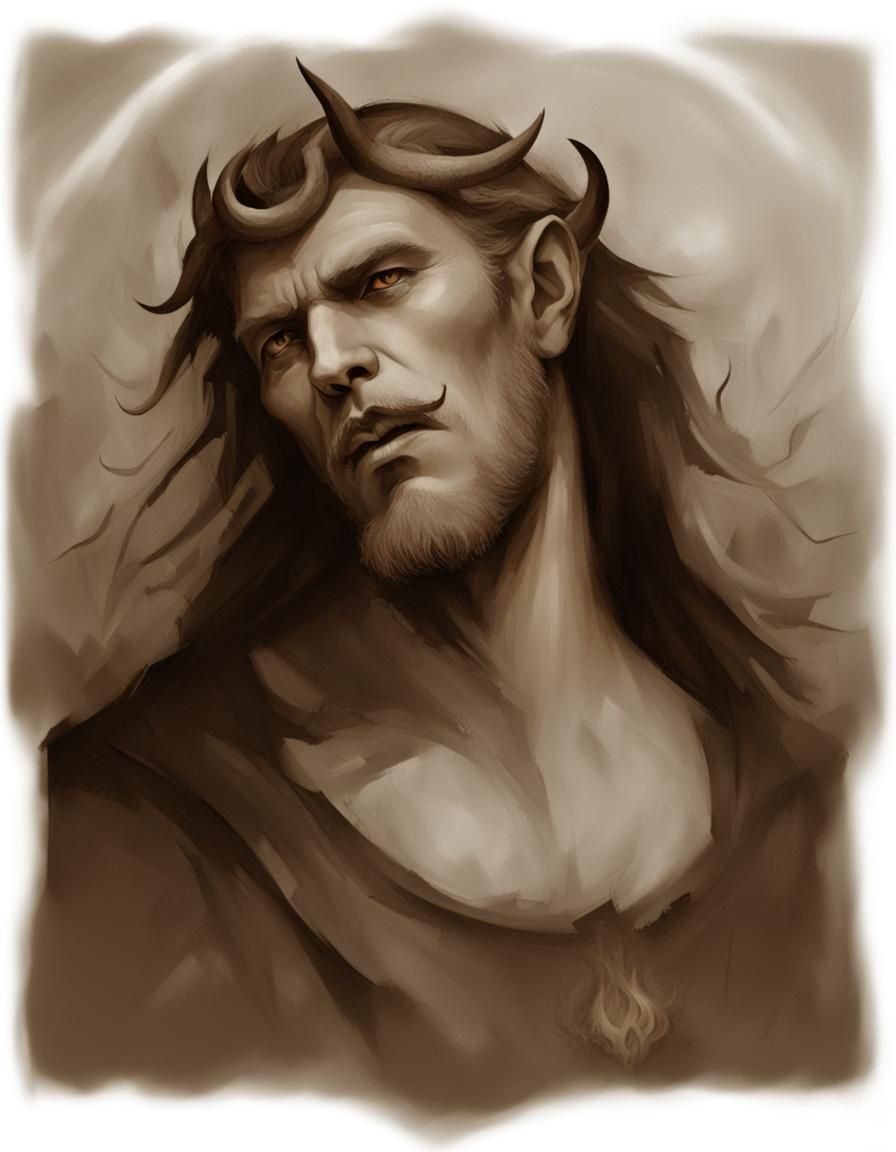 Demonic Devil of the Dark Age in Black and White