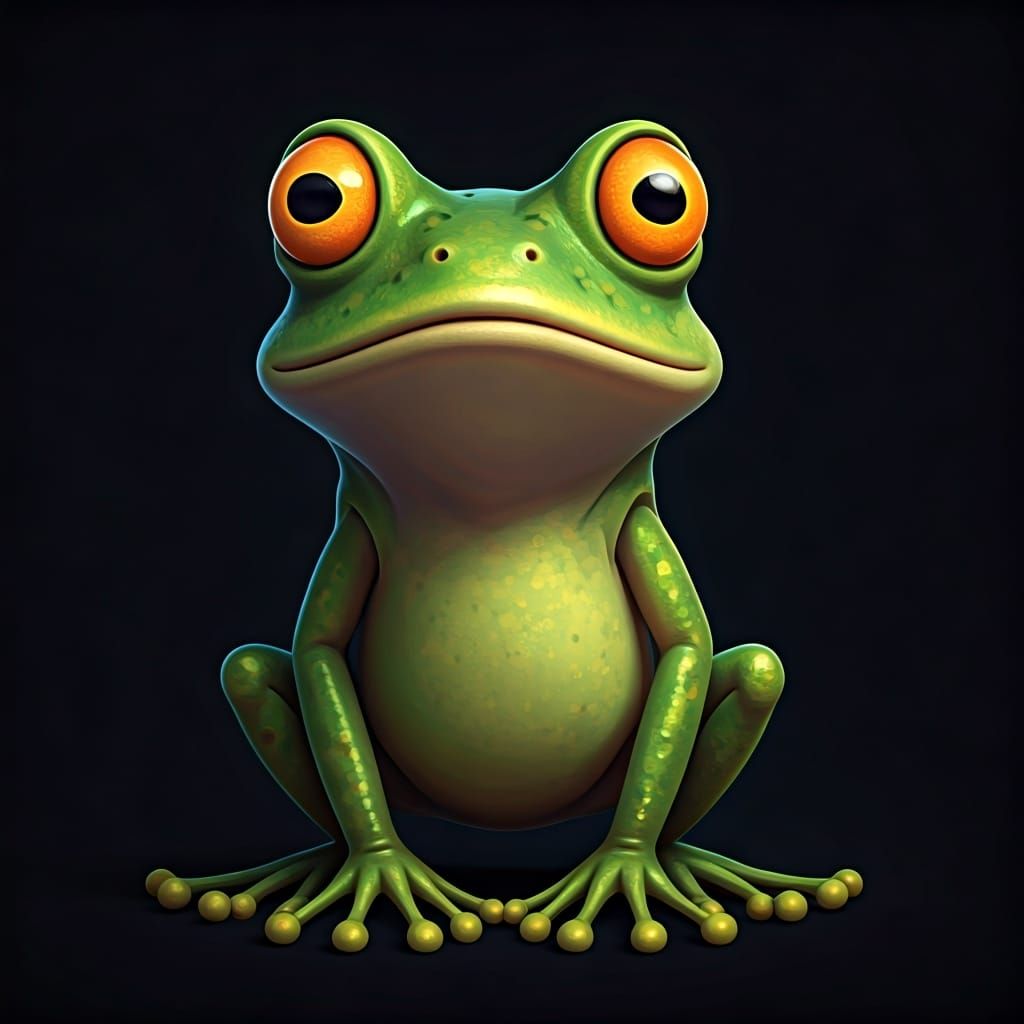 Surprised Frog in Cartoon Style, 8K Resolution