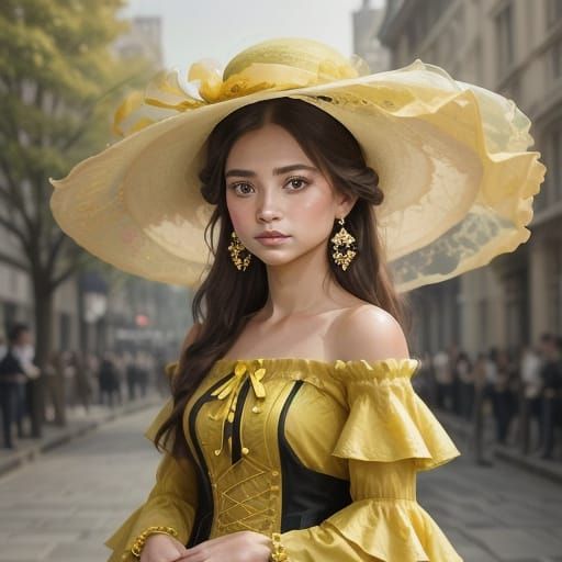 Elegant Summer Outfit with Yellow Top and Hat