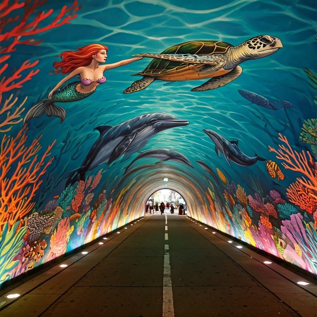 Underwater Mural Transforms City Tunnel