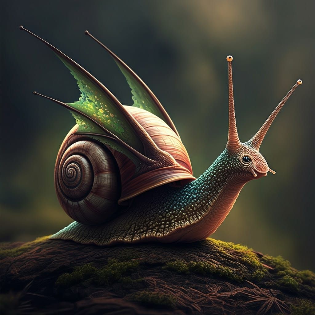 Gorgeous Rainbow Dragon-Snail with Epic Wings and Intricate ...