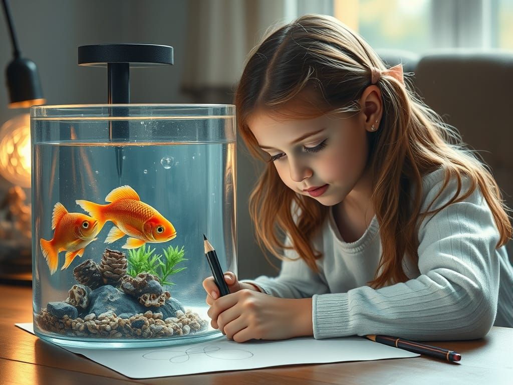 Girl Draws Magical Fish Tank With Graphite Pencil