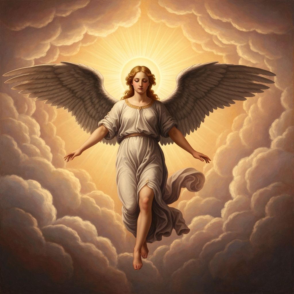 Divine Angel Descends in Renaissance Oil Painting Style