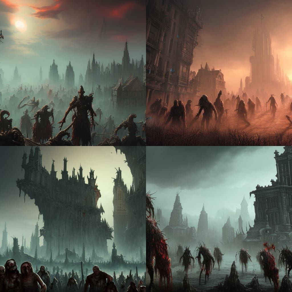 Detailed Zombie Horde Concept Art