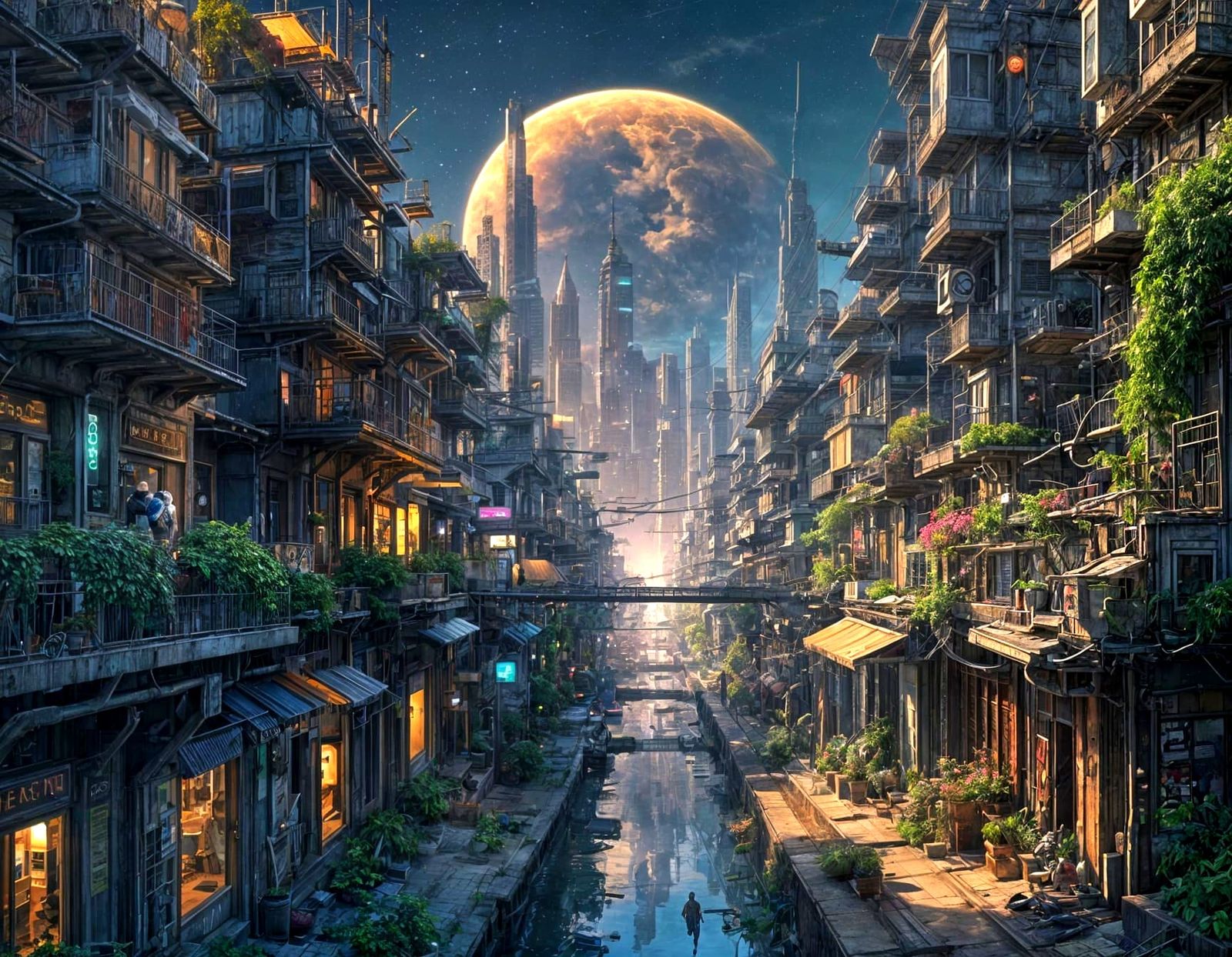 Enchanted Solarpunk Metropolis Under Rainbow Sky