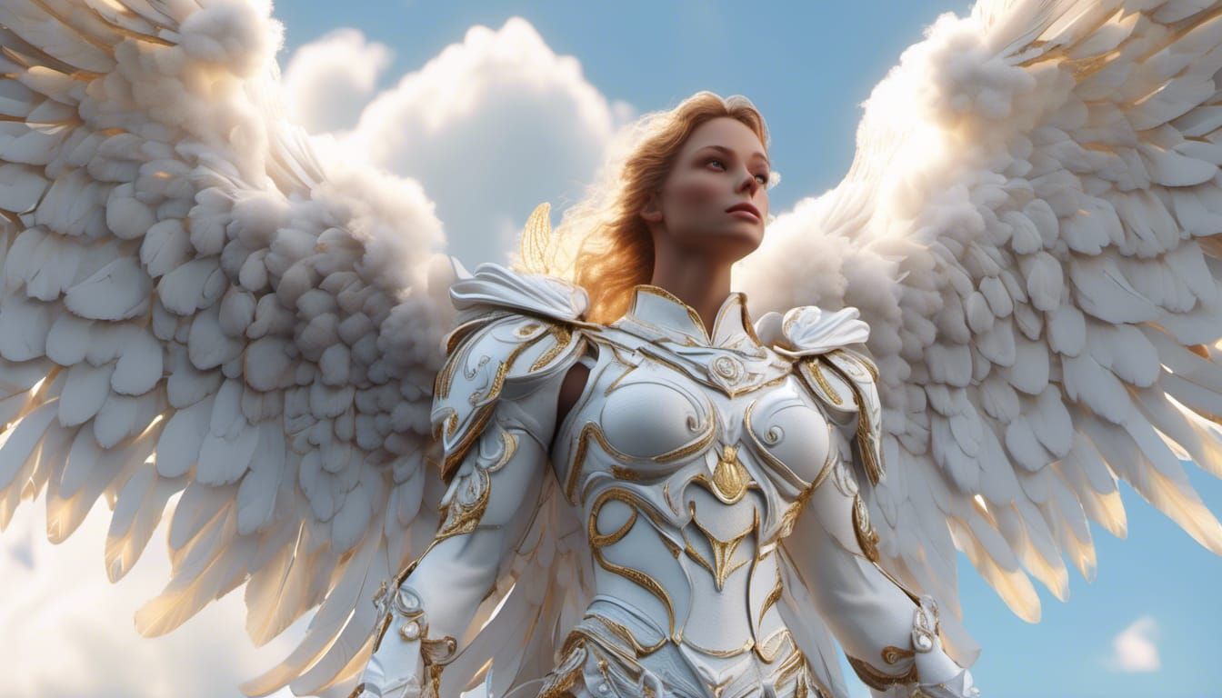 Archangel Haniel with Giant Wings and Halo