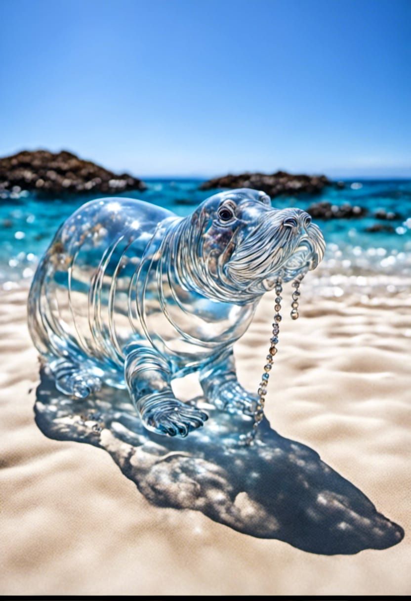 Psychedelic Glass Walrus in Hyperreal Style