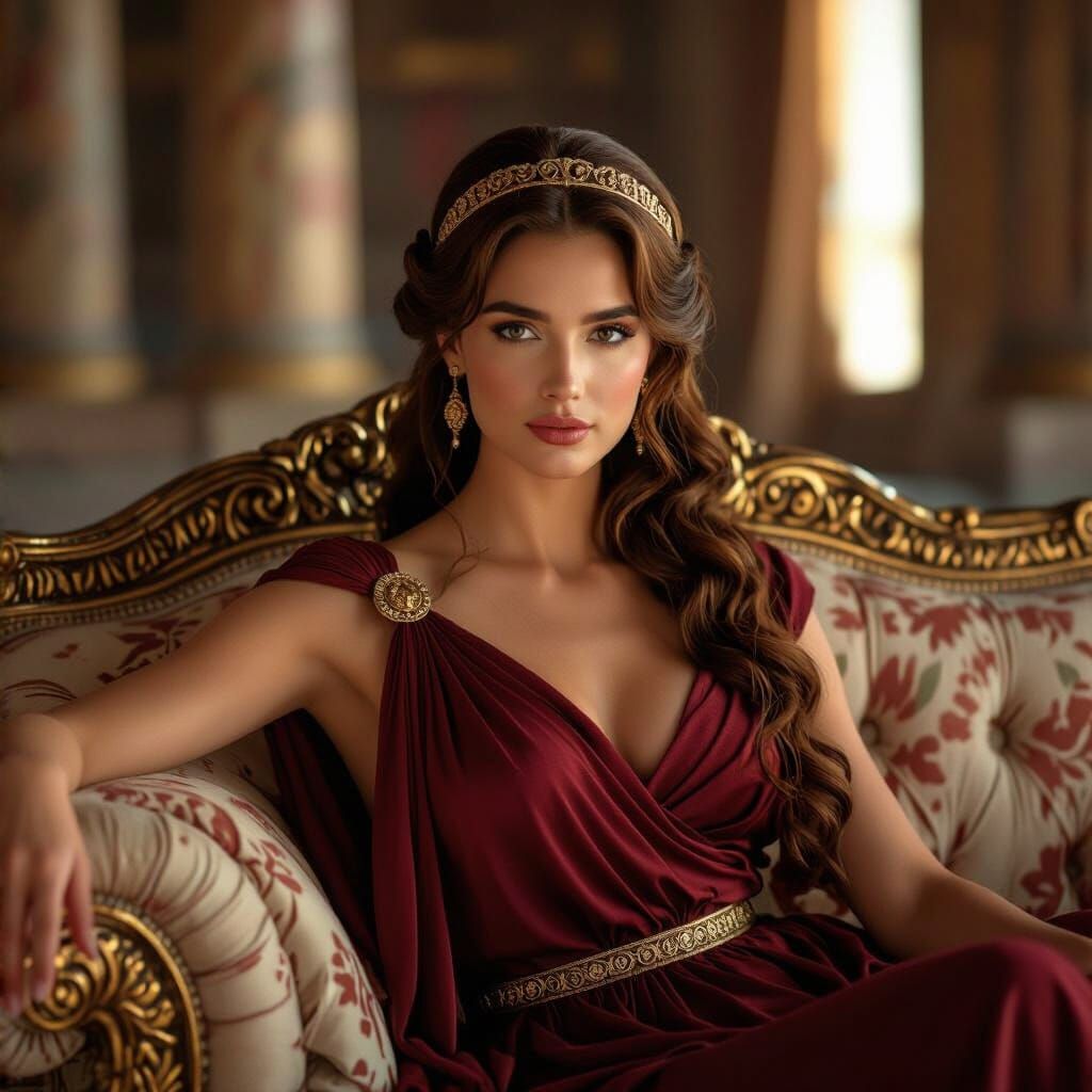 Aphrodite Lounging in Her Temple: A Digital Painting