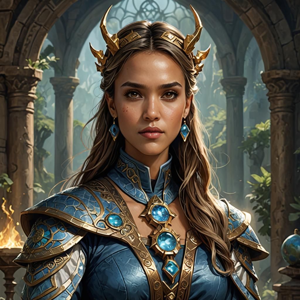 Jessica Alba Earth Genasi Cleric Character Art