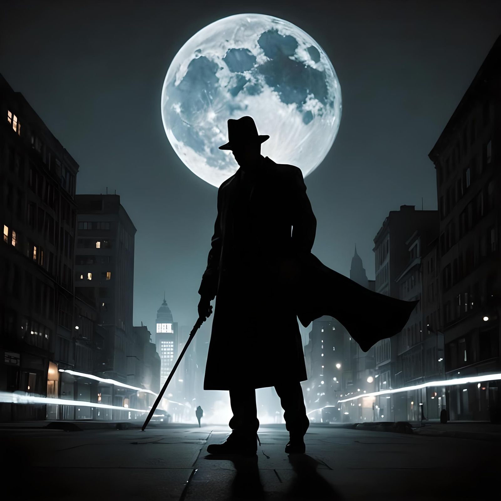 Shadow Figure in Cityscape Digital Art