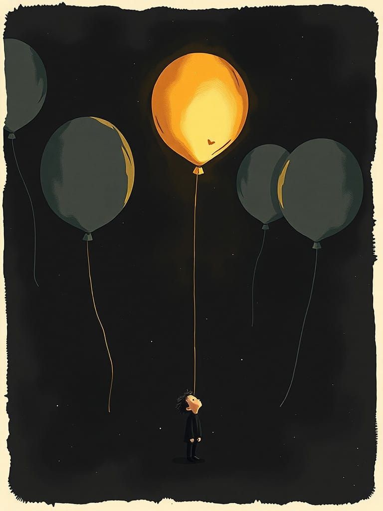 Mysterious Figure Admires Golden Light Amidst Shadows