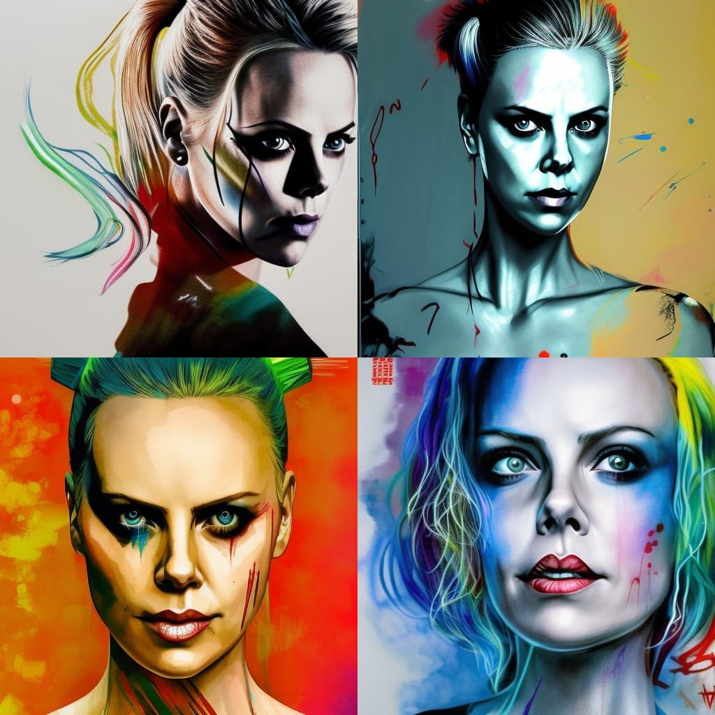Charlize Theron Portrait in Suicide Squad Style