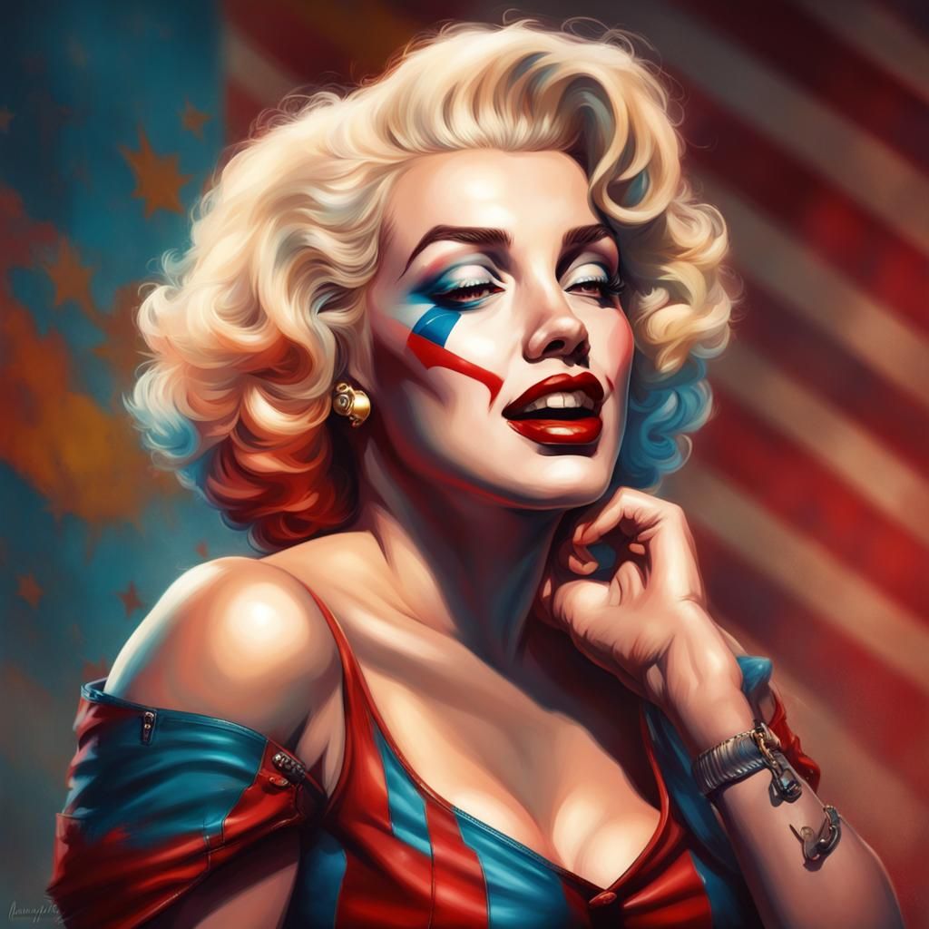 Marilyn Monroe as 1950s Harley Quinn Splash Art