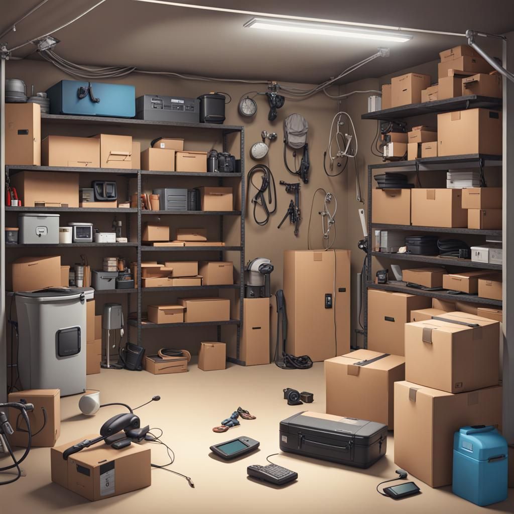 A man has opened his garage door, and discovered that it is ...