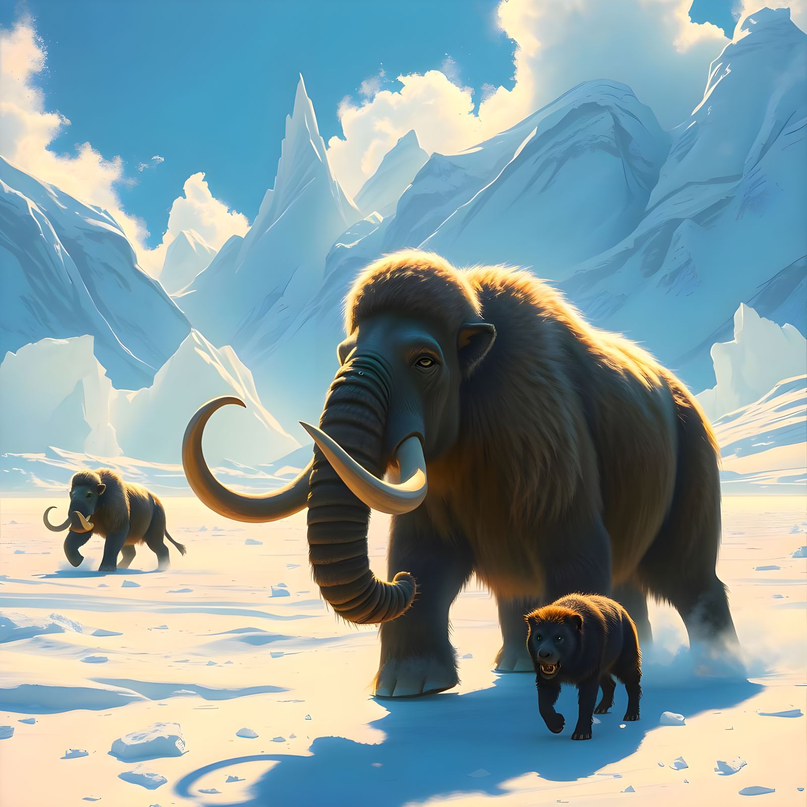 Ancient Ice Age Giants in Majestic Impressionist Style