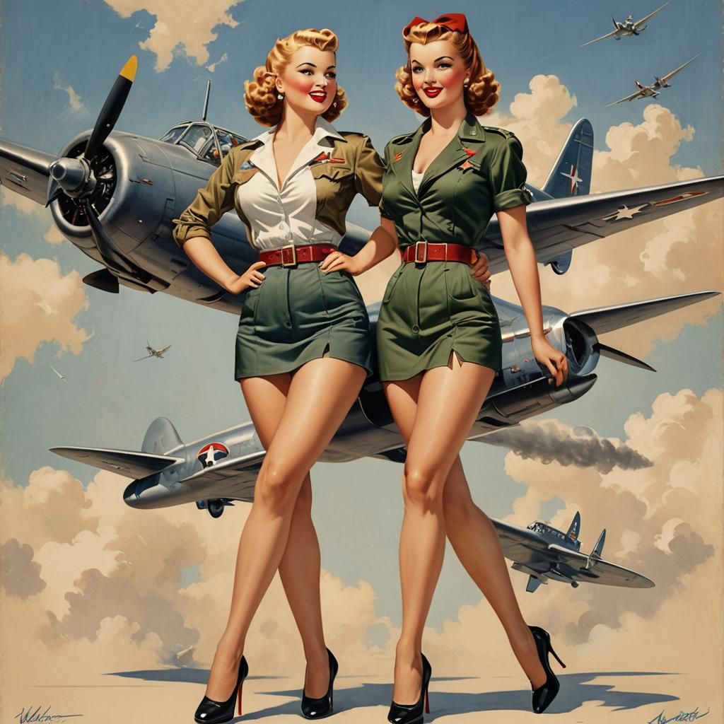 Vintage WWII Pin-Up Girl Portrait