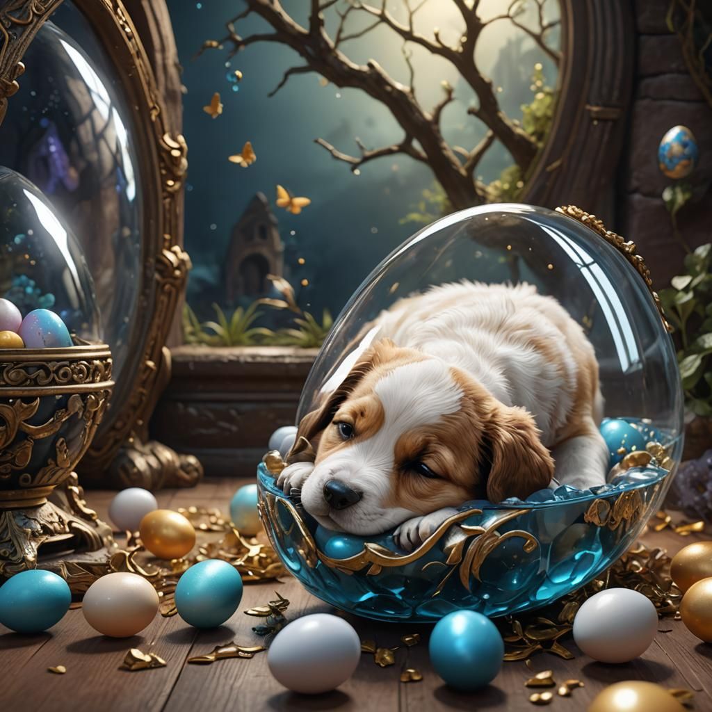 Puppy Dream: A Fantastical Artstation Scene