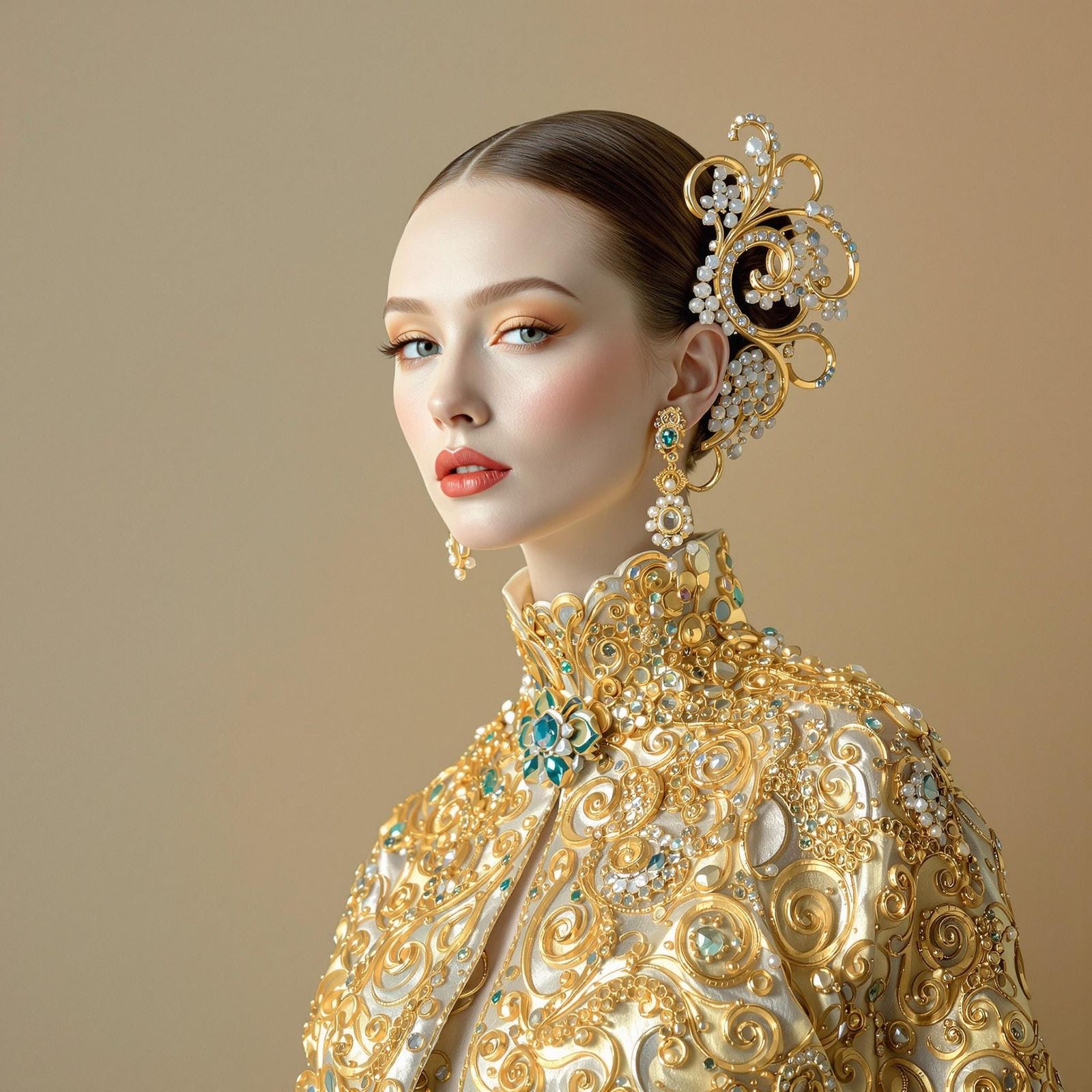 Hyperrealistic Portrait in Opulent, Futuristic Style