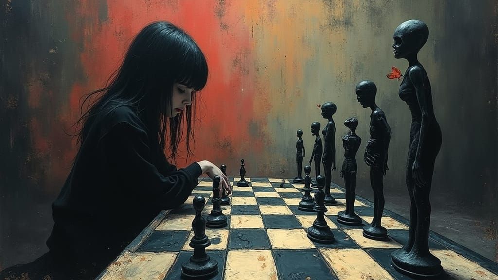 Surreal Macabre Chess Game in Hypermaximalist Style