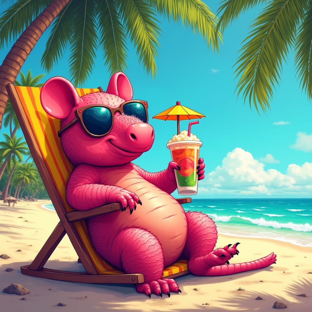 Vibrant Tropical Armadillo in Sunglasses