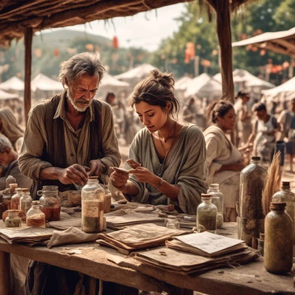 Eco-Friendly Festival Scene in Hyperrealistic Style