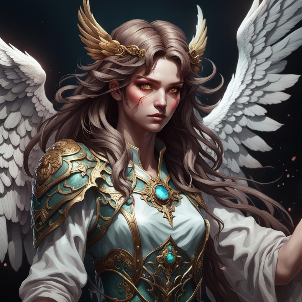 Demonic Seraphim Angel Portrait in Digital Art Style