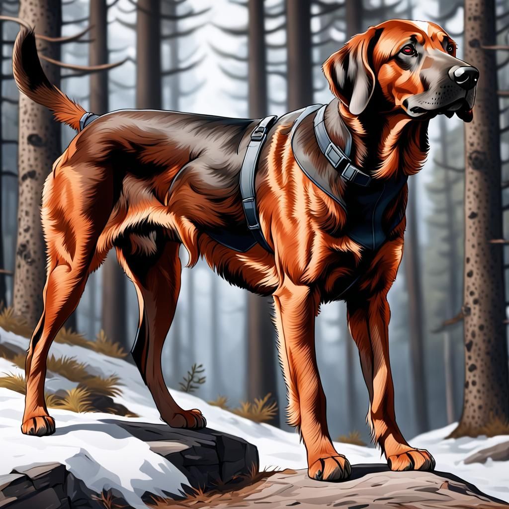 Bavarian Mountain Hound in Comic Art Style