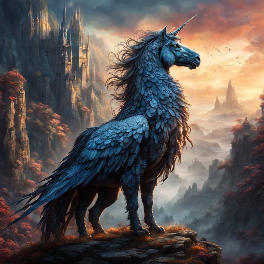 Enchanted Half-Eagle Half-Unicorn in Dreamlike Fantasy Realm