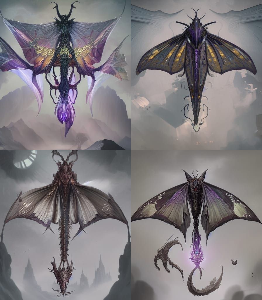 Dragon Moth in Dark Fantasy Style