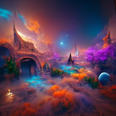 Mystical Space Fantasy Concept Art in Deep Color