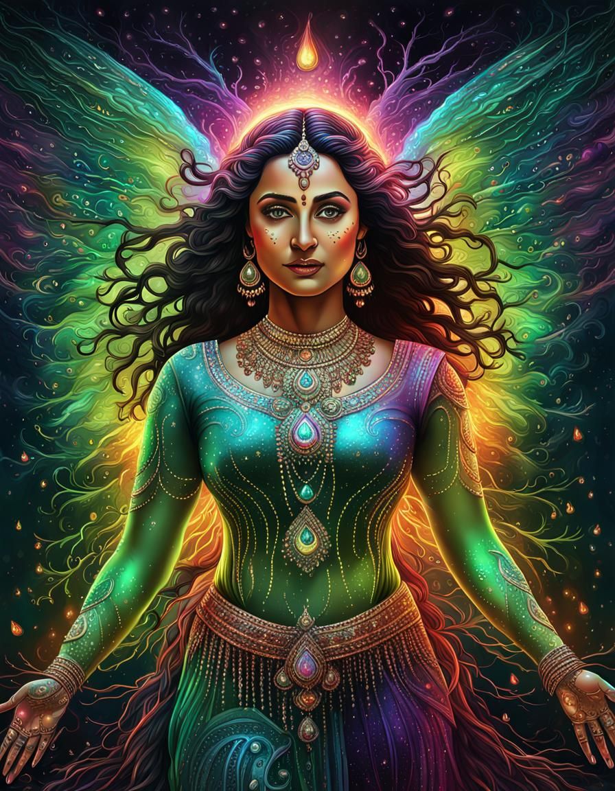 Goddess with Rainbow Branches and Wings