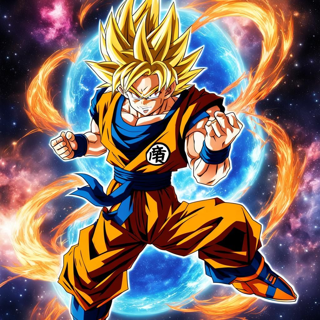 Goku Super Saiyan Infinity in Anime Style