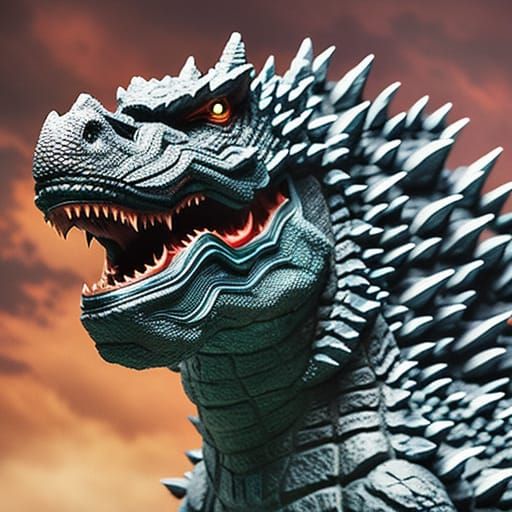 Godzilla Portrait in Anime Key Visual Style