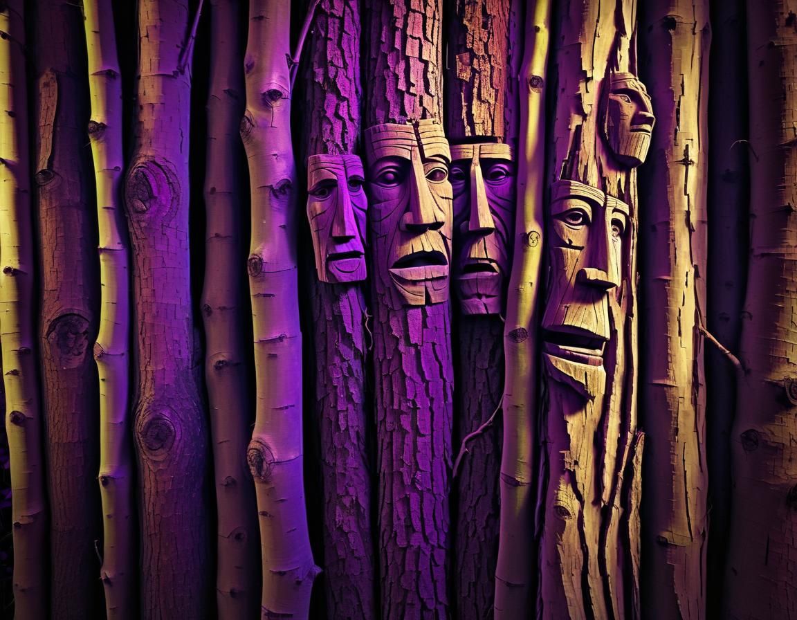 Ghastly Faces Emerge from Ancient Timber Growth