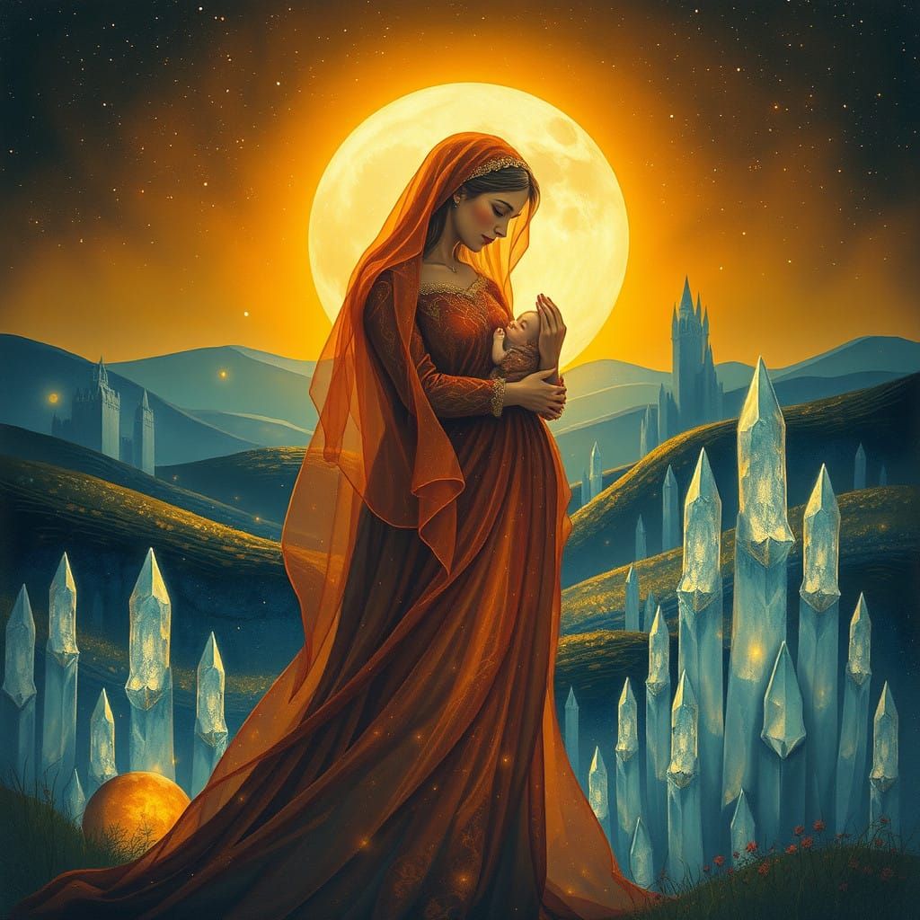 Mother Enveloped by Lunar Radiance