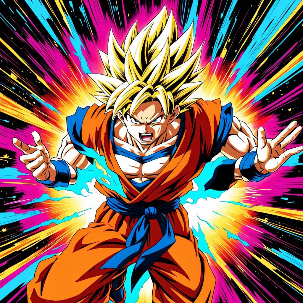 Goku Ki Blast Manga Art in Akira Toriyama Style