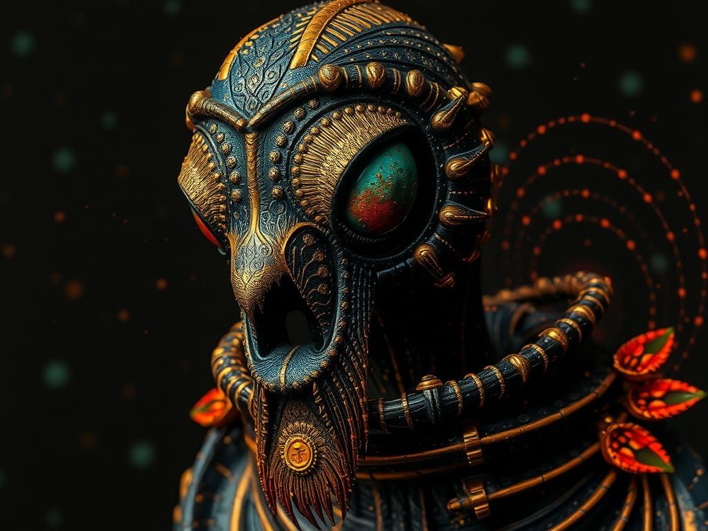 Fantastical Splatter Art Mask with Neon Accents