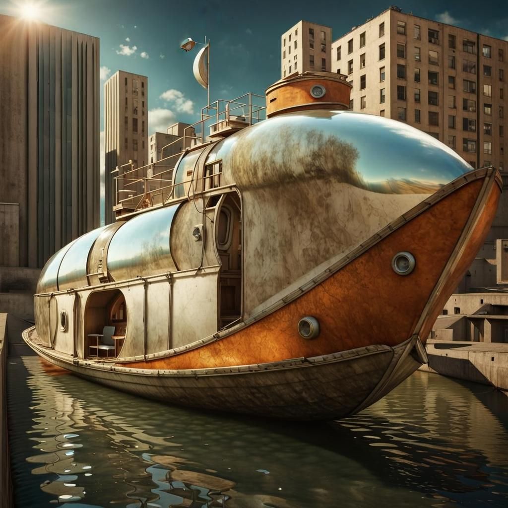 Magical Boats of the Future: Surreal 3D Art