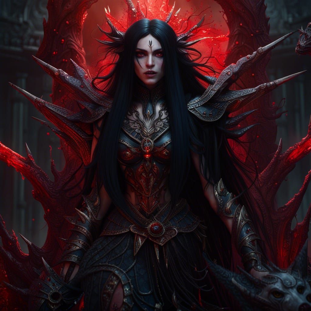 Magical Woman with Red Eyes in Fantasy Art